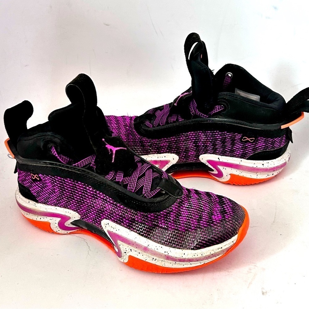 NIKE AIR JORDAN 36 XXXVI GS "First Light" Black Purple Youth Size 5 Women 6.5